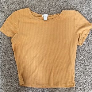 mustard yellow ribbed crop top